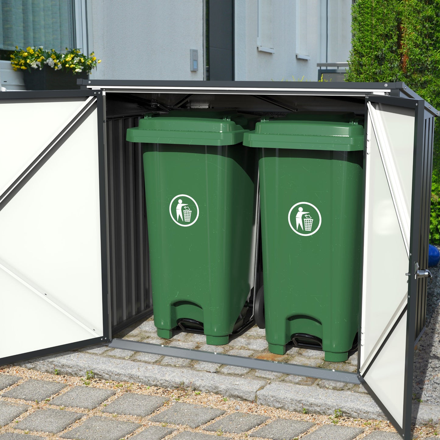 1420L Small Storage Steel Shed with Flat Lid