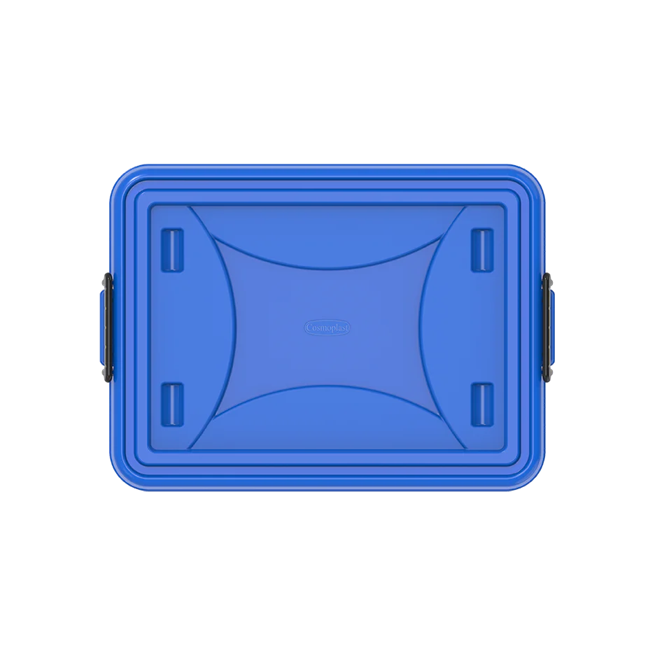 55L Clear Plastic Storage Box with Wheels & Lockable Lid