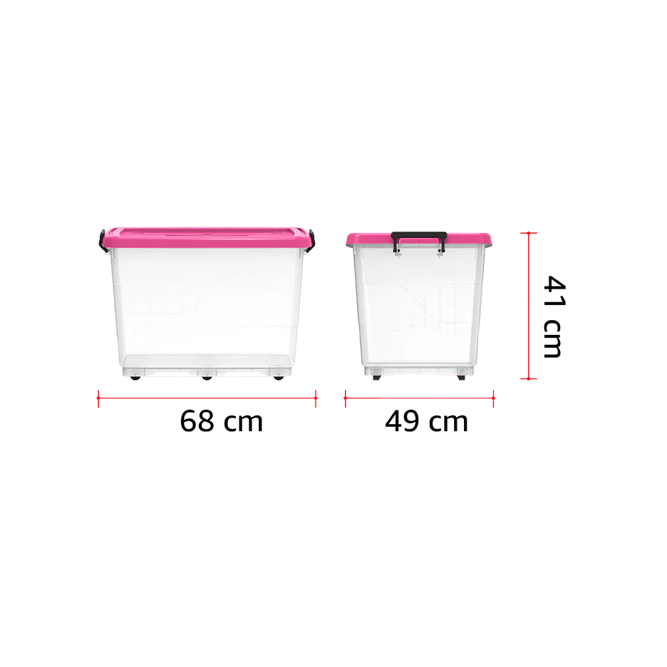 82L Clear Plastic Storage Box with Wheels & Lockable Lid