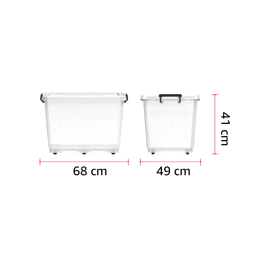82L Clear Plastic Storage Box with Wheels & Lockable Lid