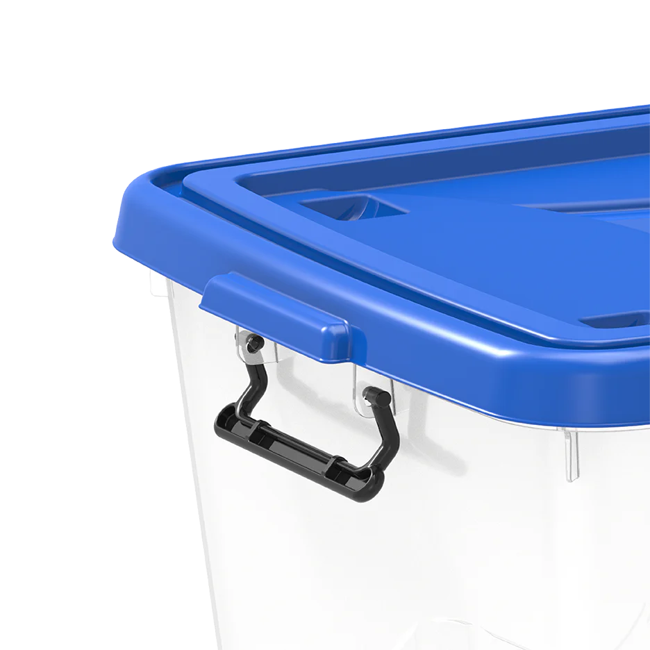 82L Clear Plastic Storage Box with Wheels & Lockable Lid