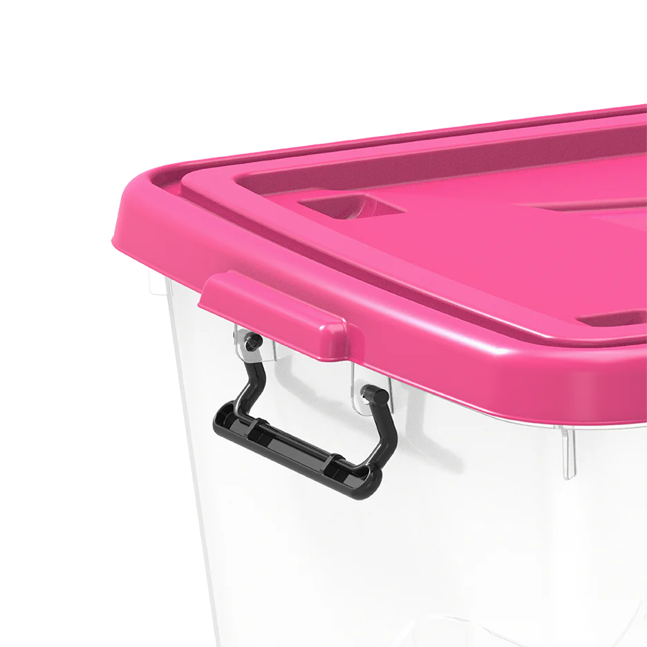 82L Clear Plastic Storage Box with Wheels & Lockable Lid