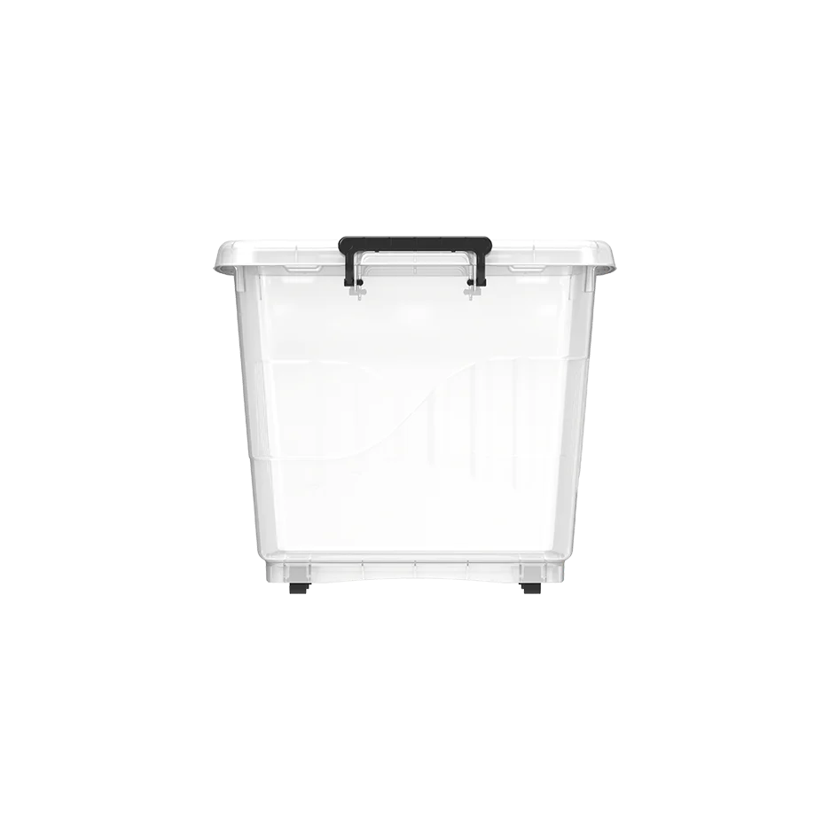 82L Clear Plastic Storage Box with Wheels & Lockable Lid
