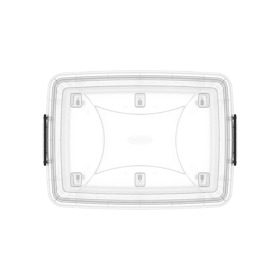 82L Clear Plastic Storage Box with Wheels & Lockable Lid