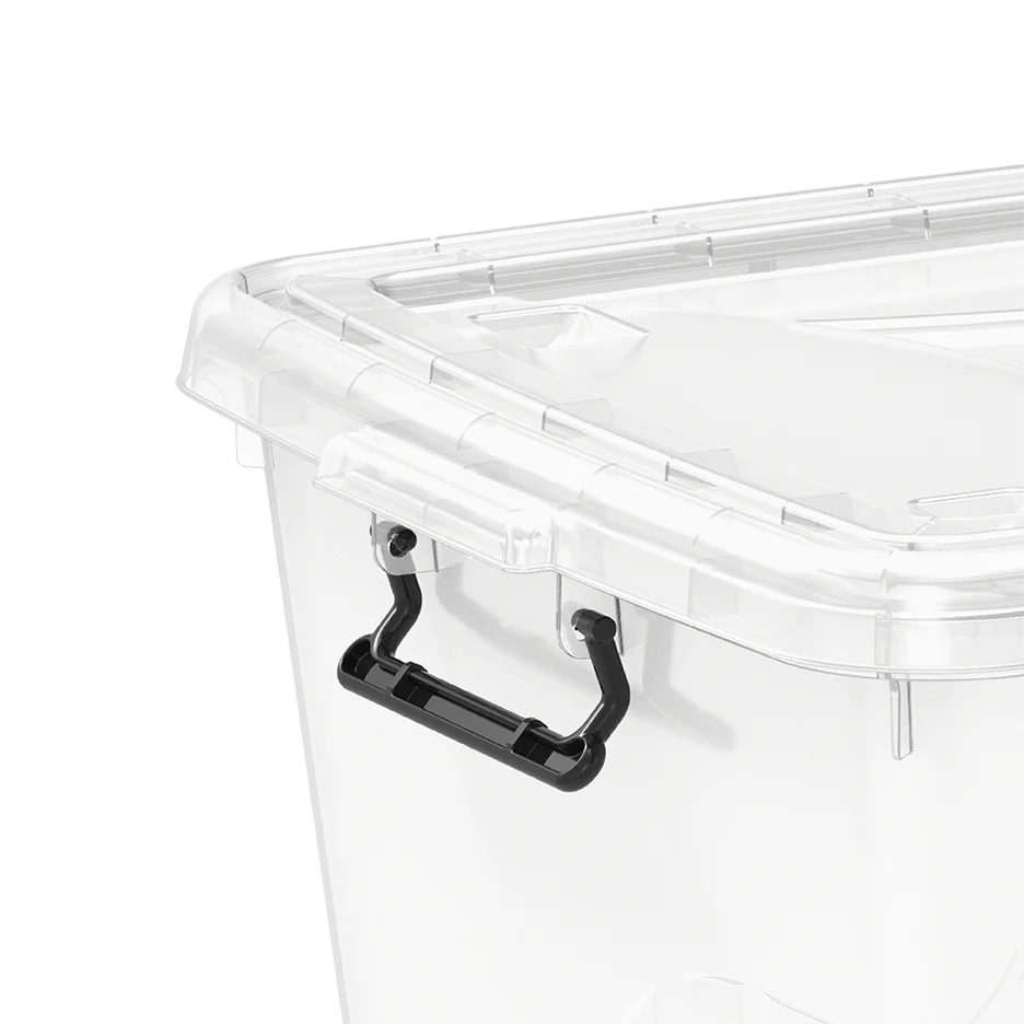 82L Clear Plastic Storage Box with Wheels & Lockable Lid