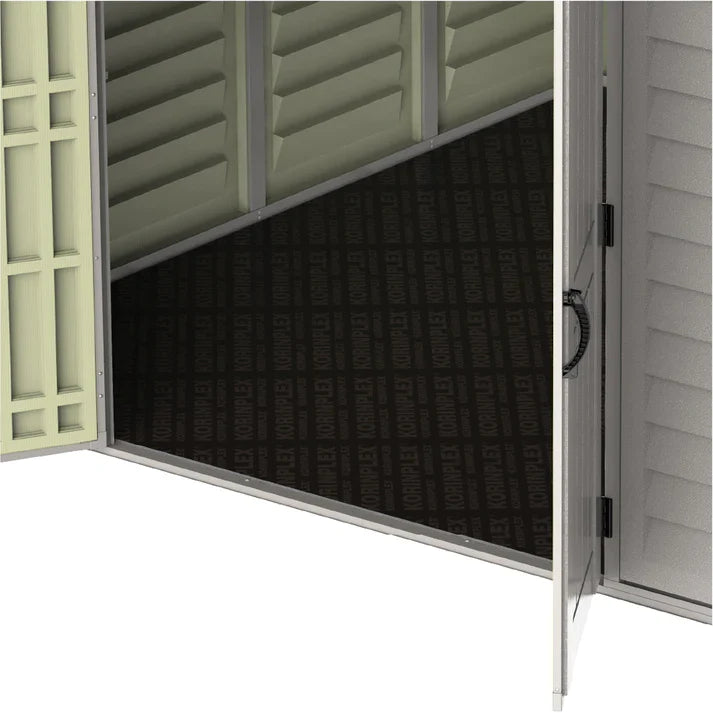 WoodBridge 10.5x10.5ft Resin Garden Storage Shed with FREE Shelving Rack 4