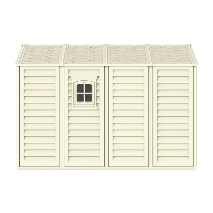 WoodBridge 10.5x10.5ft Resin Garden Storage Shed with FREE Shelving Rack 4
