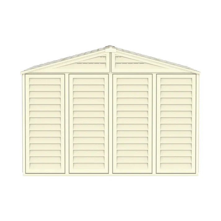WoodBridge 10.5x10.5ft Resin Garden Storage Shed with FREE Shelving Rack 4