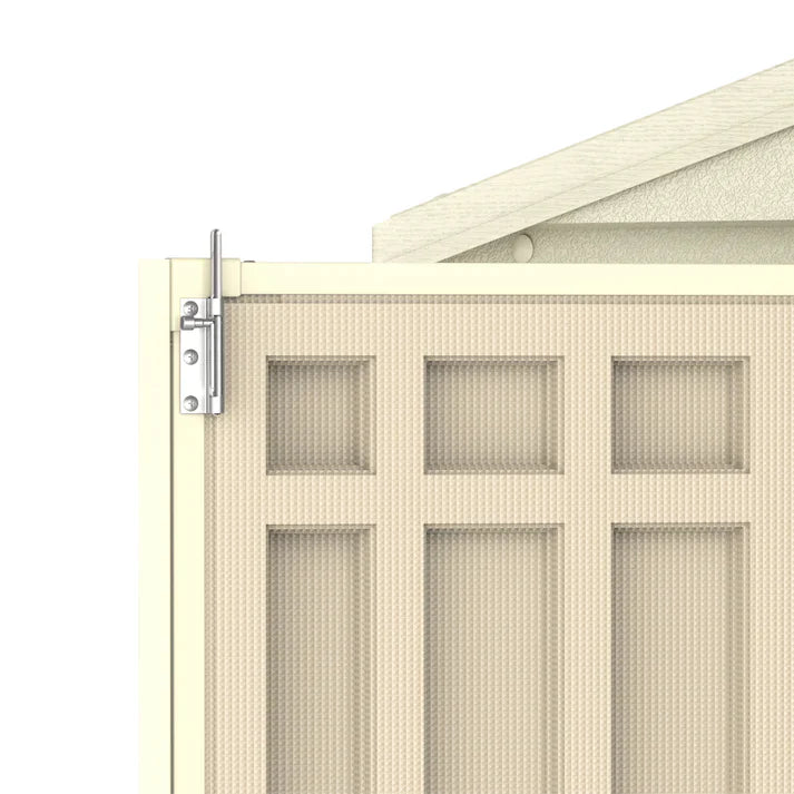WoodBridge 10.5x10.5ft Resin Garden Storage Shed with FREE Shelving Rack 4