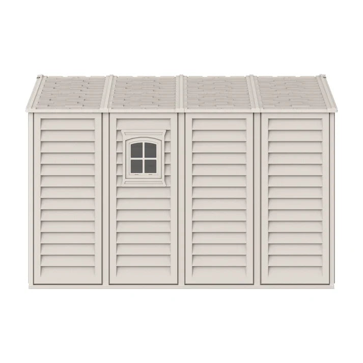 WoodBridge 10.5x10.5ft Resin Garden Storage Shed with FREE Shelving Rack 4