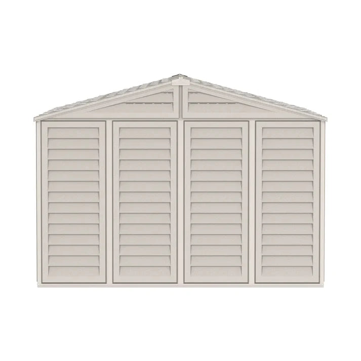 WoodBridge 10.5x10.5ft Resin Garden Storage Shed with FREE Shelving Rack 4