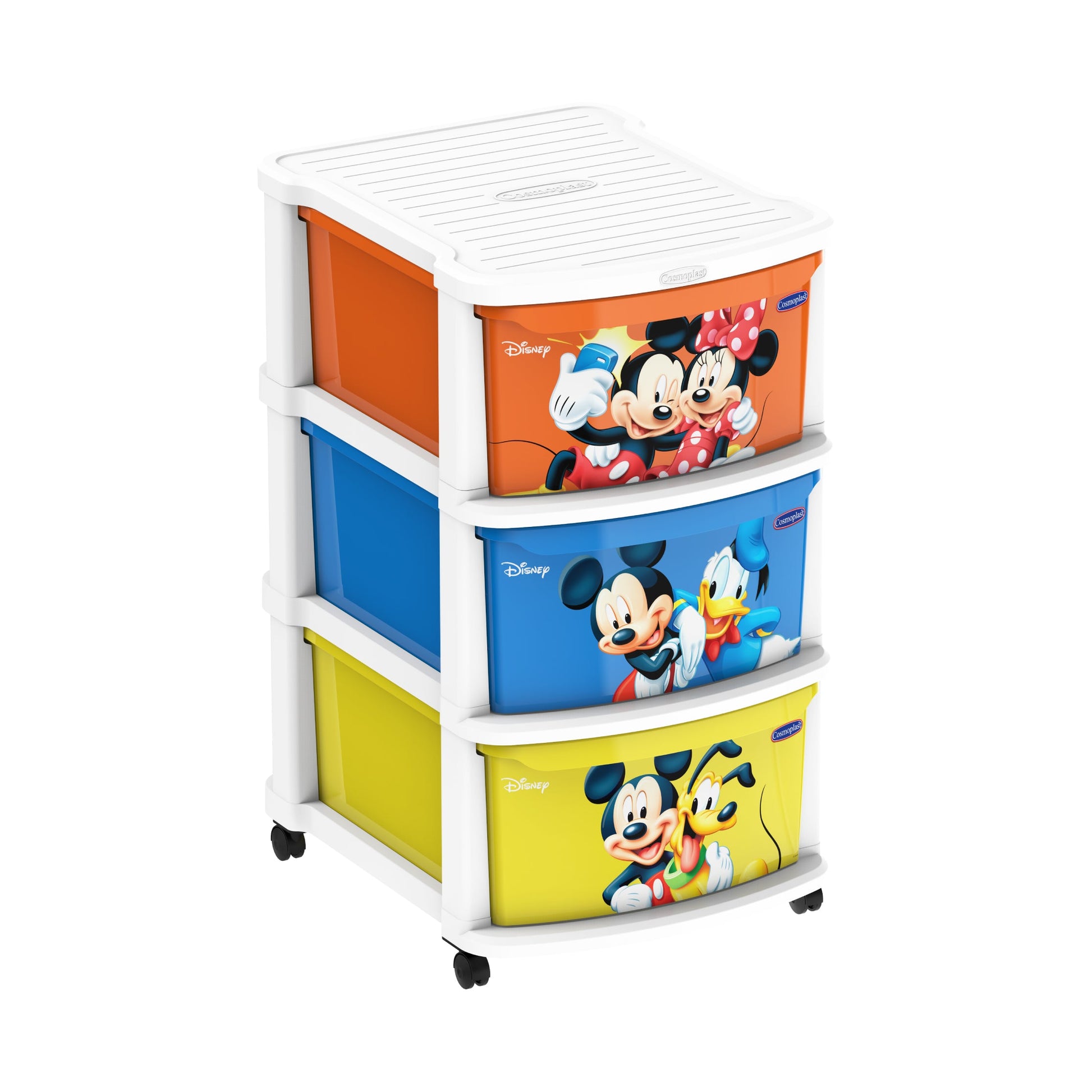 Cosmoplast Disney Mickey & Friends Boys Multipurpose Storage Cabinet 3 with Wheels