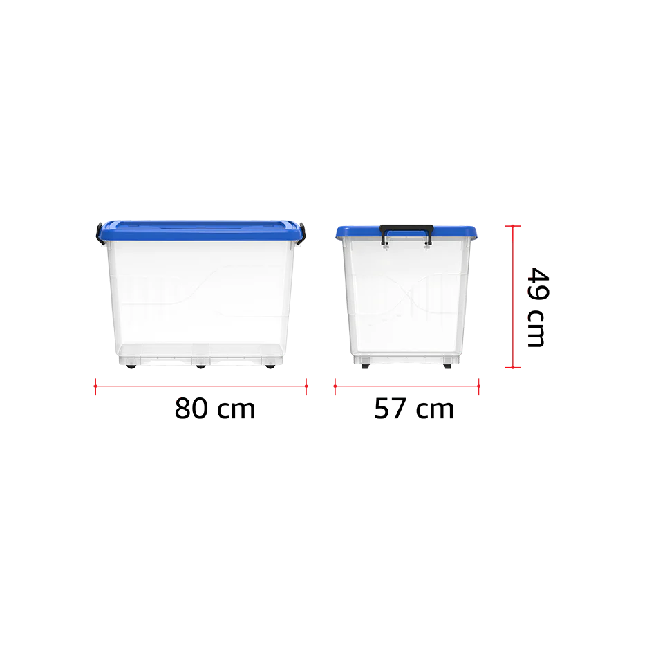 132L Clear Plastic Storage Box with Wheels & Lockable Lid