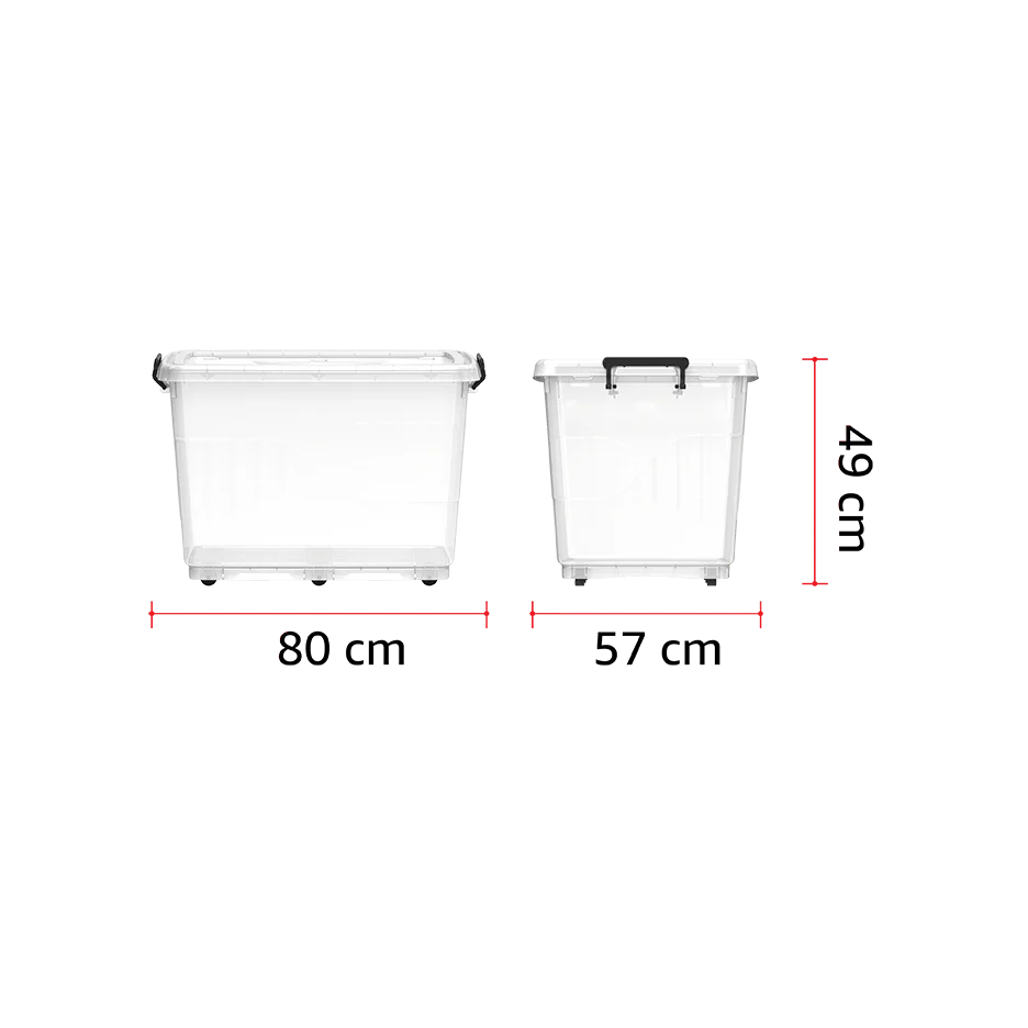 132L Clear Plastic Storage Box with Wheels & Lockable Lid