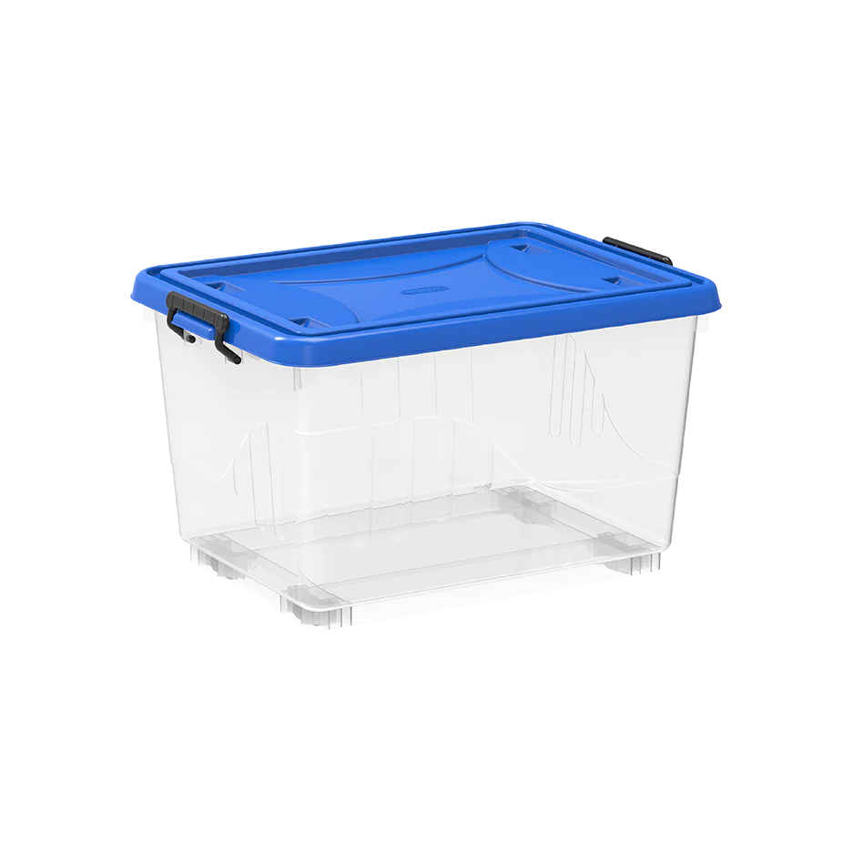 22L Clear Plastic Storage Boxes with Wheels & Lockable Lid