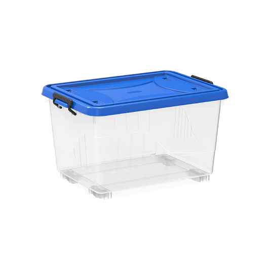 22L Clear Plastic Storage Boxes with Wheels & Lockable Lid