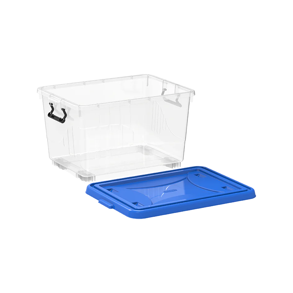 22L Clear Plastic Storage Boxes with Wheels & Lockable Lid