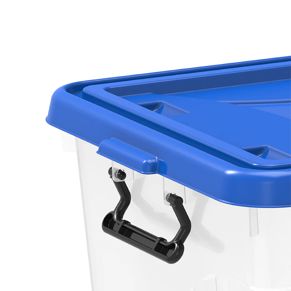 22L Clear Plastic Storage Boxes with Wheels & Lockable Lid