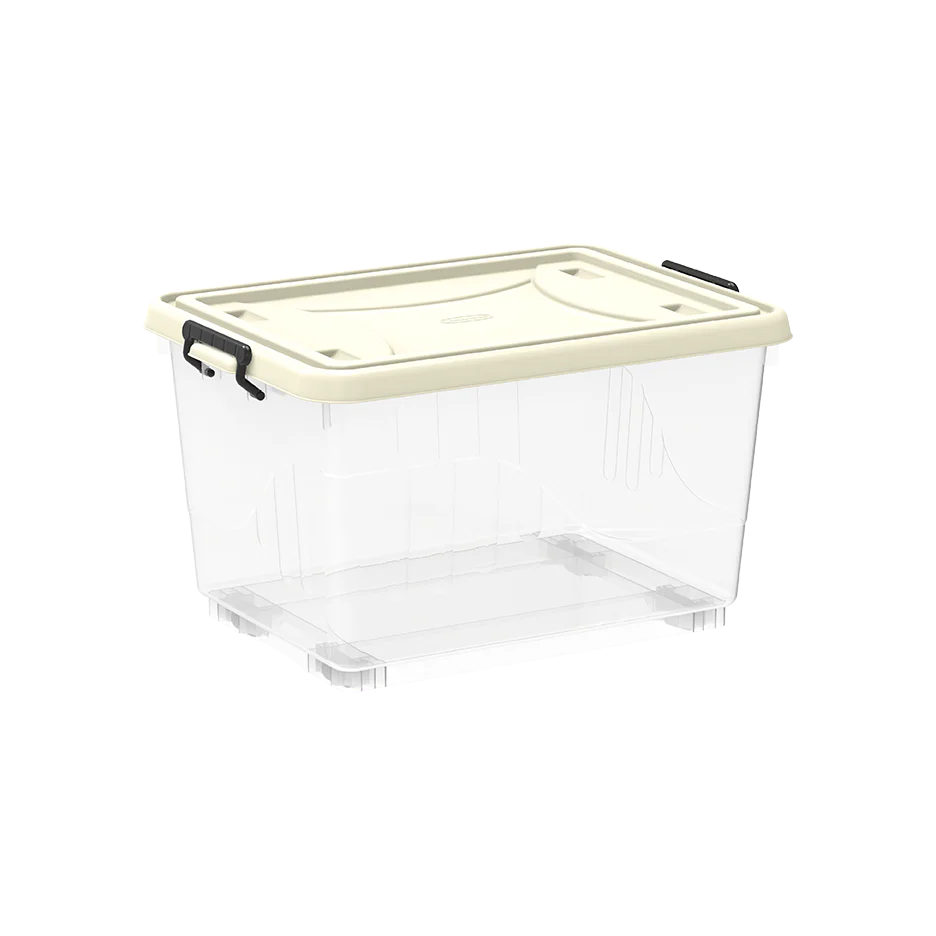 22L Clear Plastic Storage Boxes with Wheels & Lockable Lid