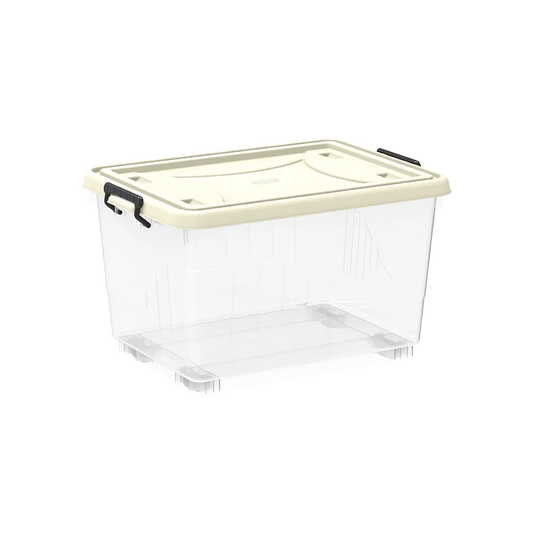 33L Clear Plastic Storage Box with Wheels & Lockable Lid