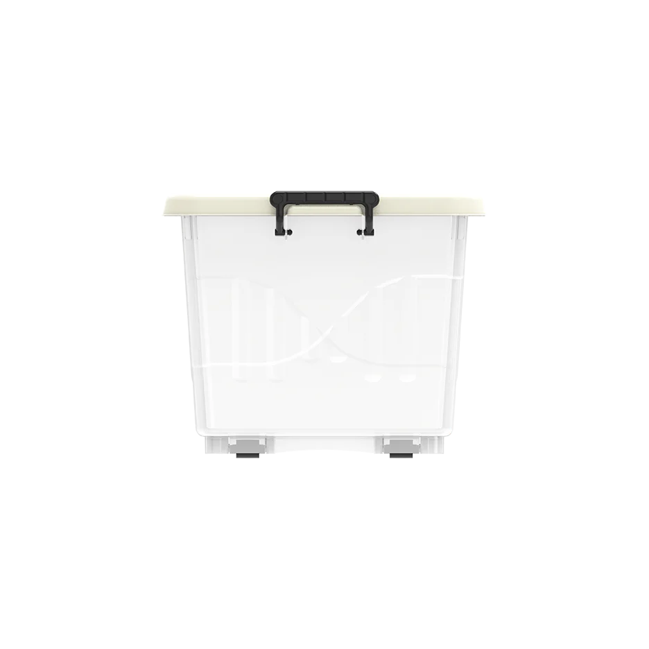 33L Clear Plastic Storage Box with Wheels & Lockable Lid