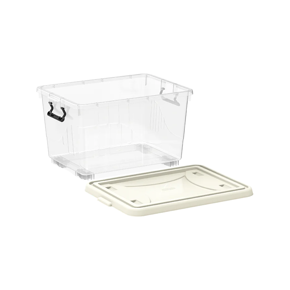 22L Clear Plastic Storage Boxes with Wheels & Lockable Lid