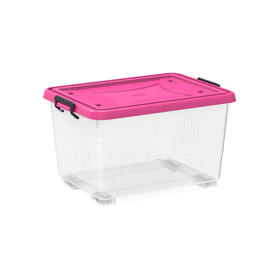 22L Clear Plastic Storage Boxes with Wheels & Lockable Lid