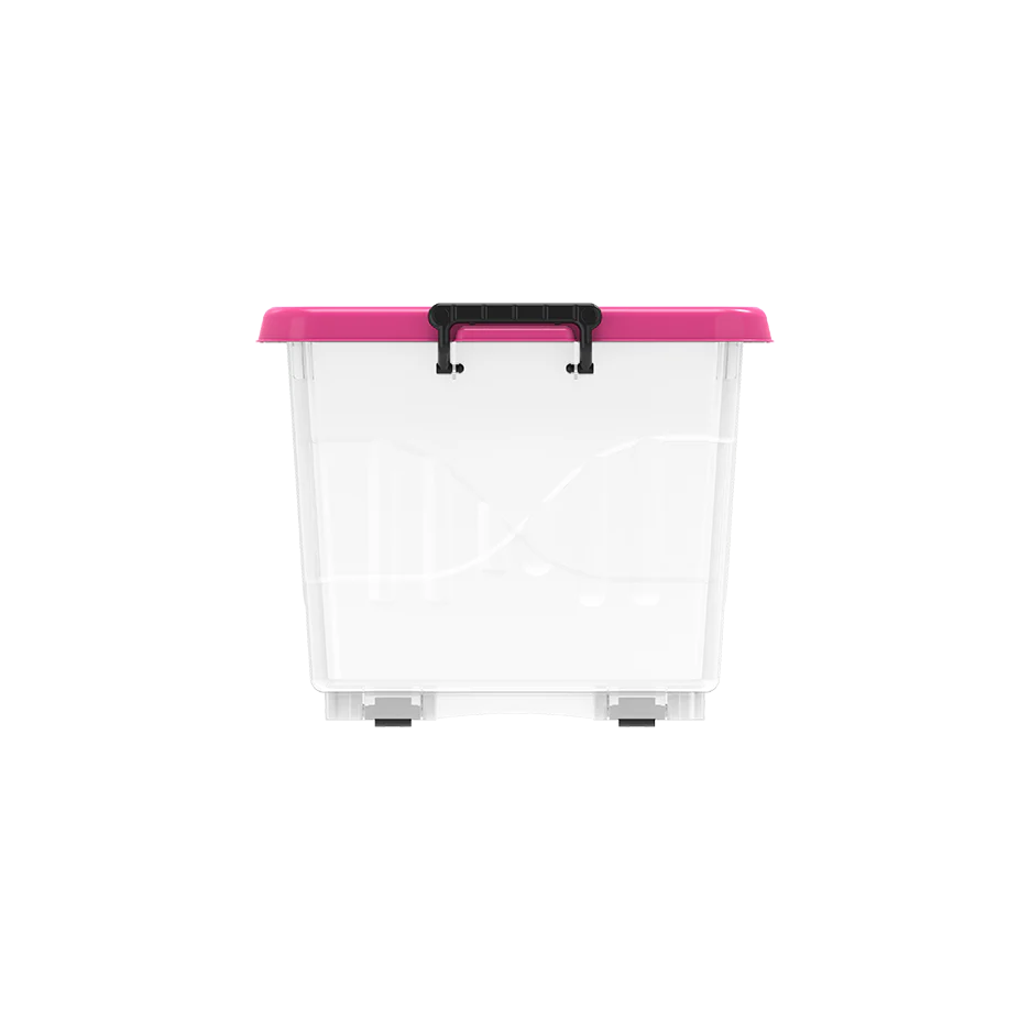 22L Clear Plastic Storage Boxes with Wheels & Lockable Lid