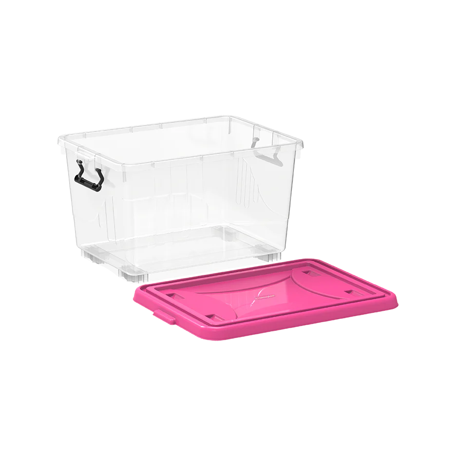 22L Clear Plastic Storage Boxes with Wheels & Lockable Lid