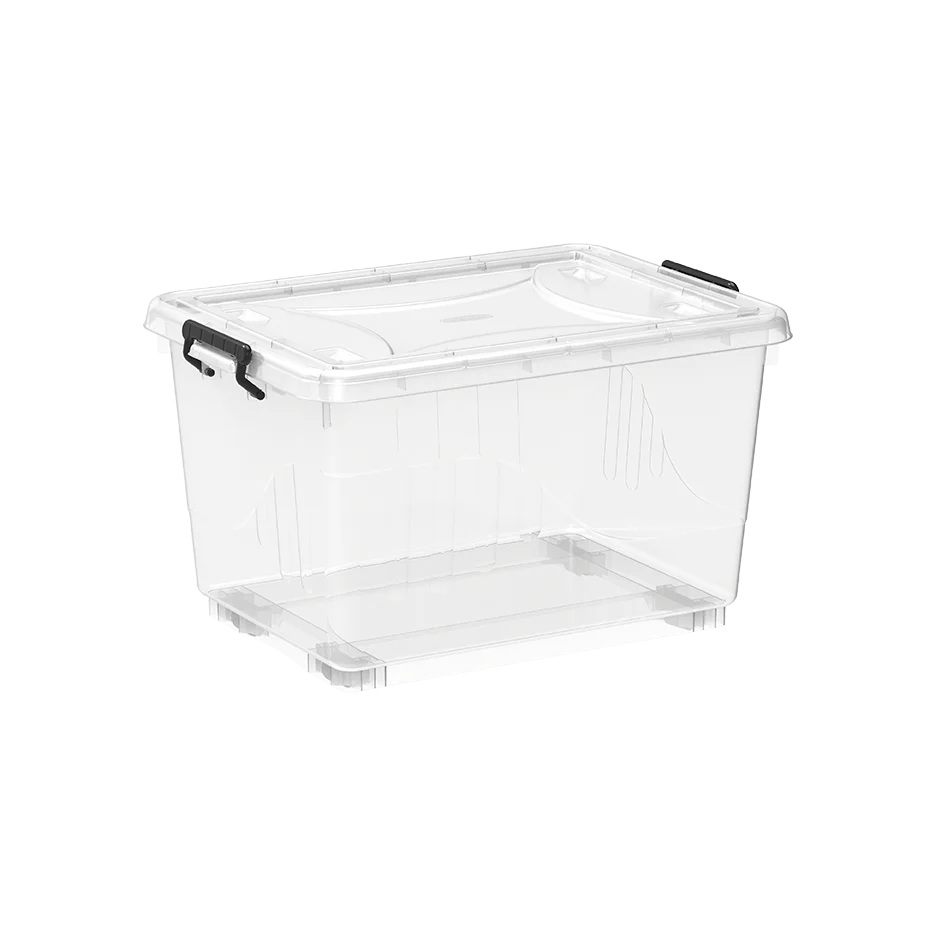 22L Clear Plastic Storage Boxes with Wheels & Lockable Lid