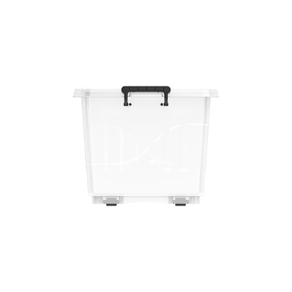 33L Clear Plastic Storage Box with Wheels & Lockable Lid