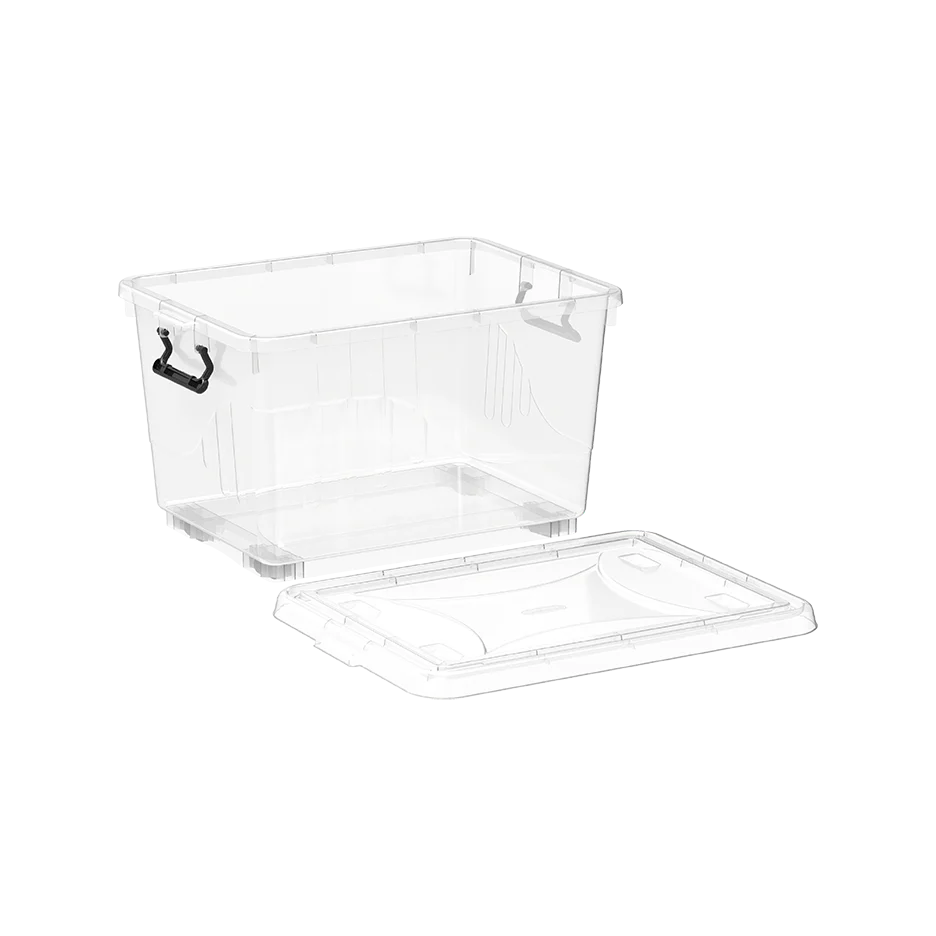 22L Clear Plastic Storage Boxes with Wheels & Lockable Lid