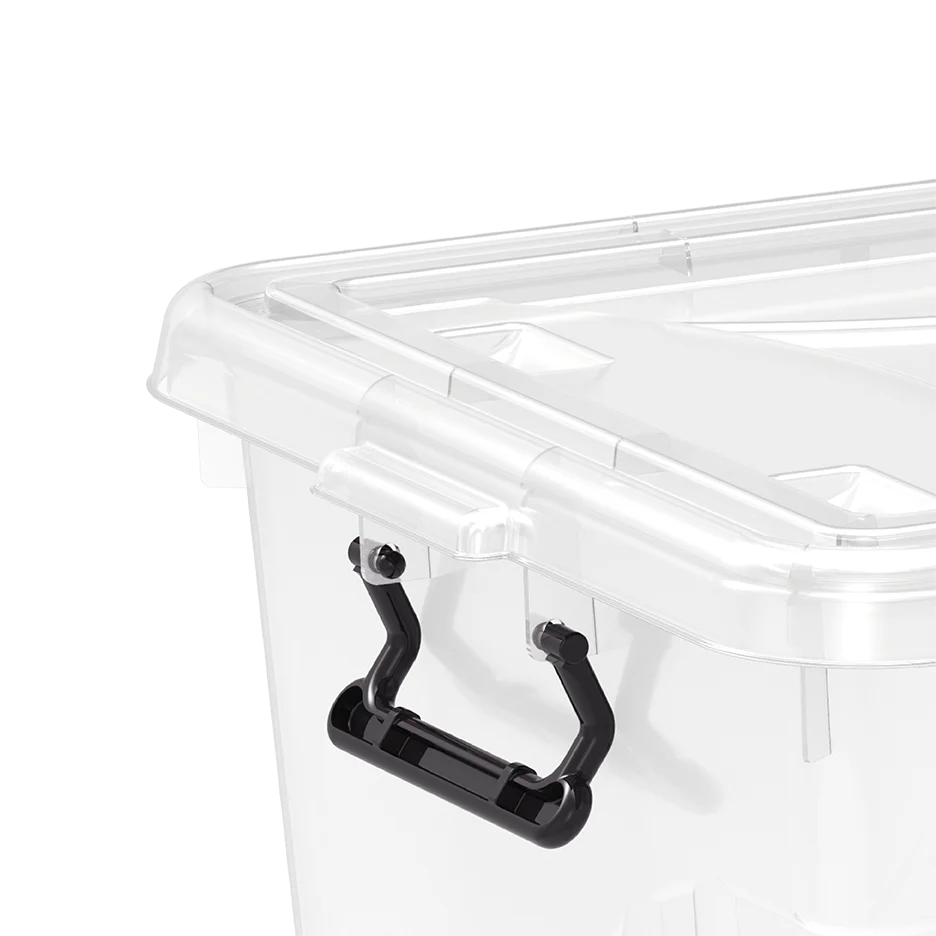 22L Clear Plastic Storage Boxes with Wheels & Lockable Lid