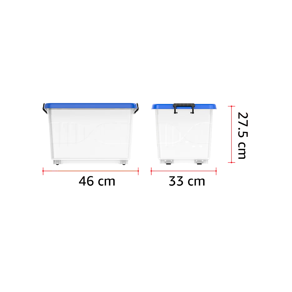 22L Clear Plastic Storage Boxes with Wheels & Lockable Lid