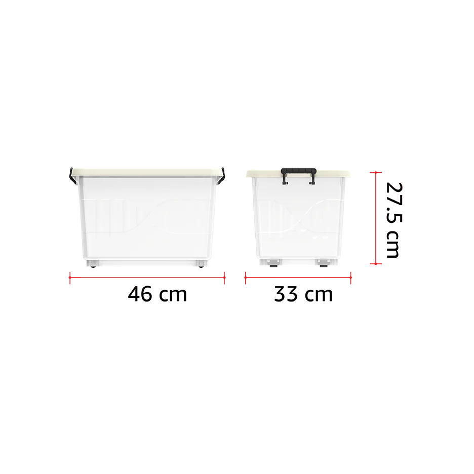 22L Clear Plastic Storage Boxes with Wheels & Lockable Lid