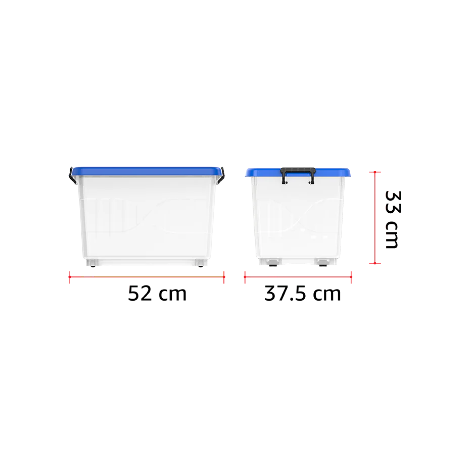 33L Clear Plastic Storage Box with Wheels & Lockable Lid