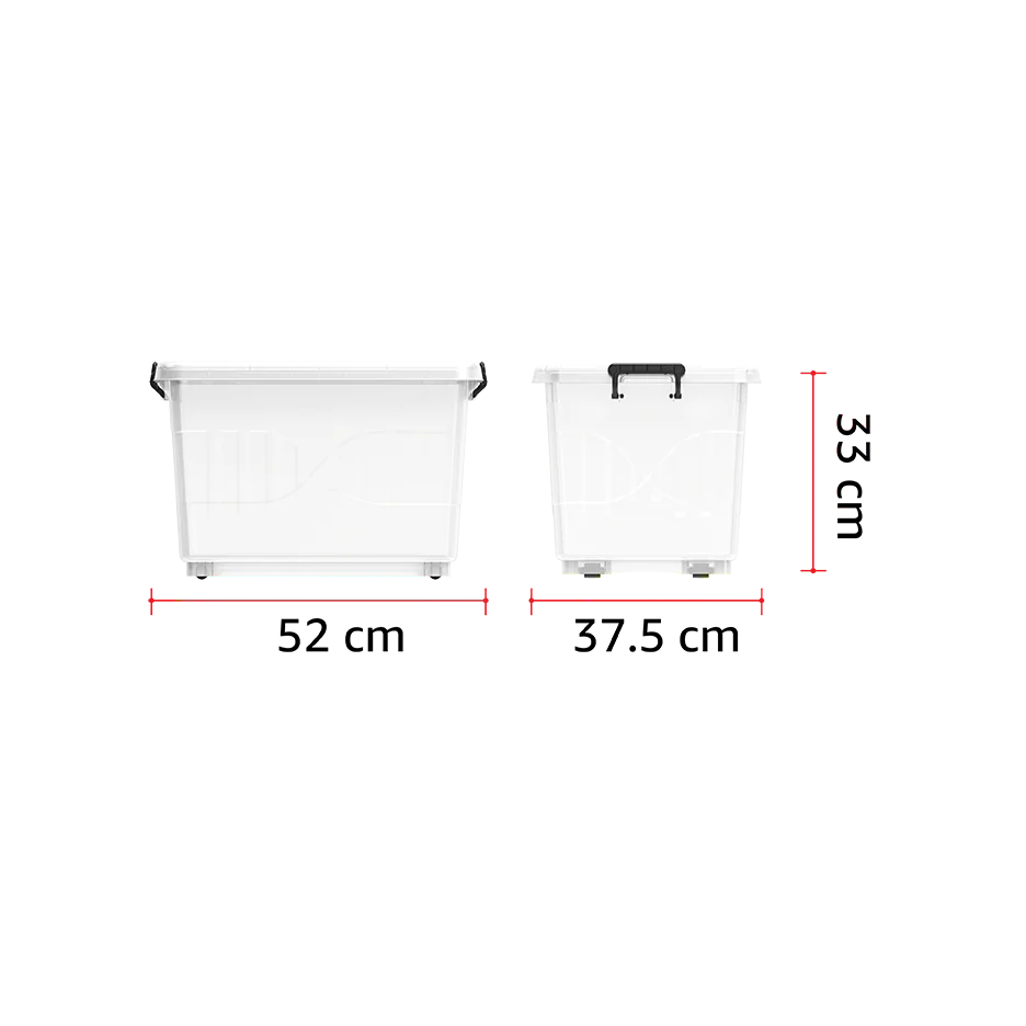 33L Clear Plastic Storage Box with Wheels & Lockable Lid