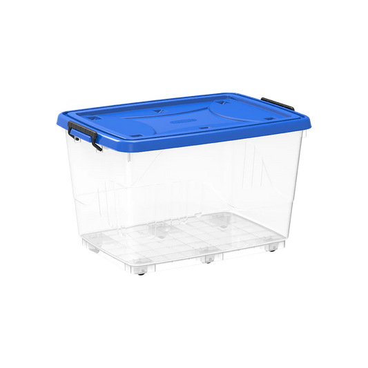 132L Clear Plastic Storage Box with Wheels & Lockable Lid