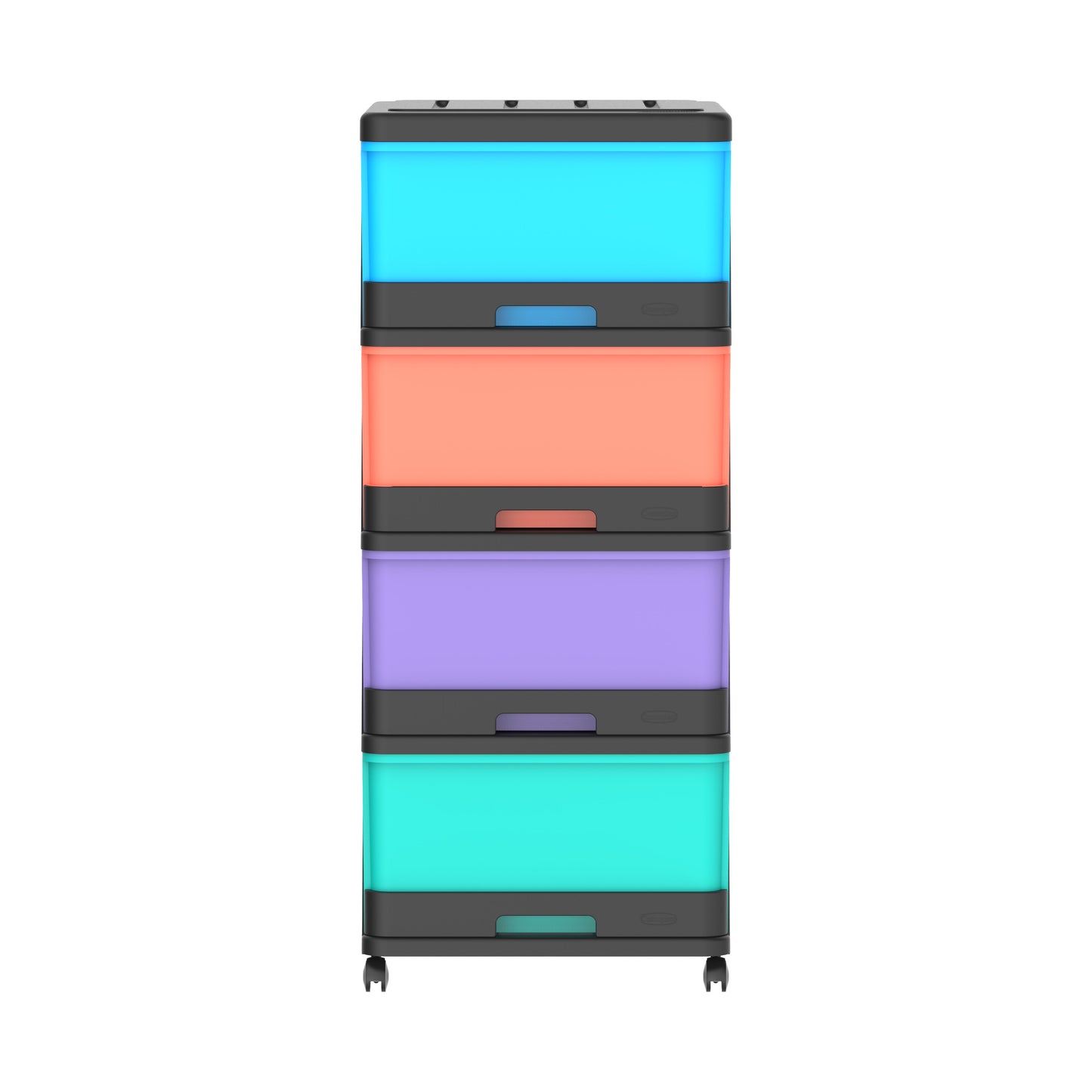 4 Tiers Storage Cabinet with Drawers & Wheels