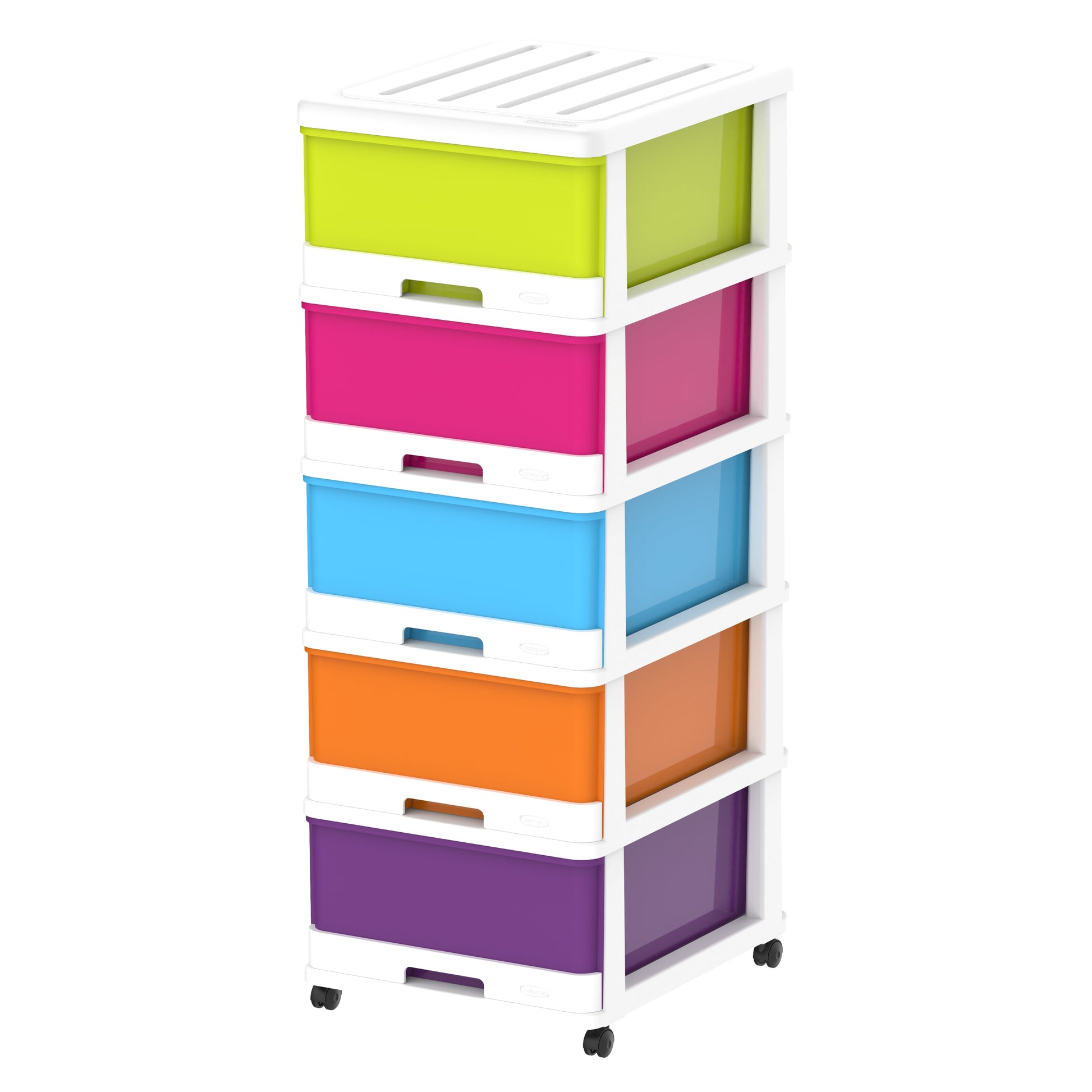 5 Tiers Storage Cabinet with Drawers & Wheels